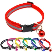 safety breakaway cat dog collar neck strap reflective nylon kitten puppy pet with colorful bell puppy leash accessories collar