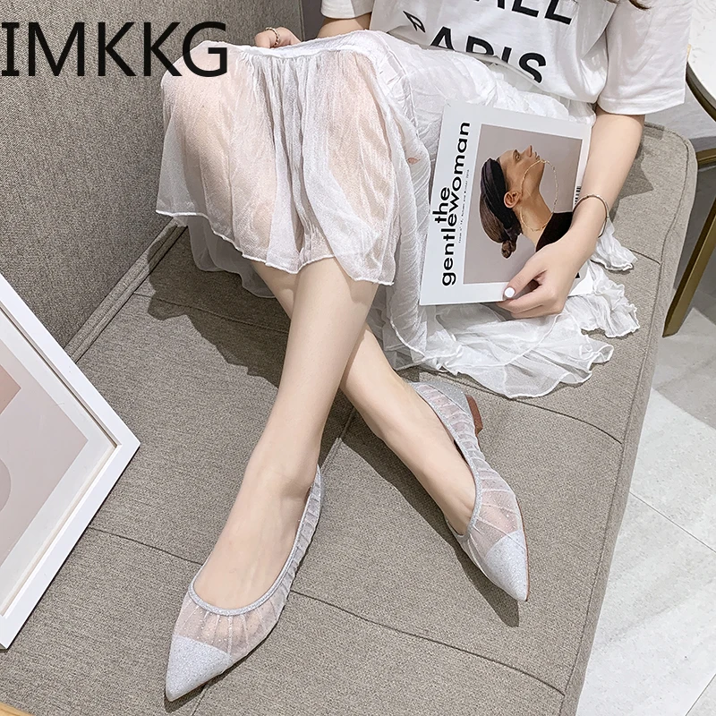 Женские туфли на плоской подошве модные сетчатые дышащие милые повседневные с