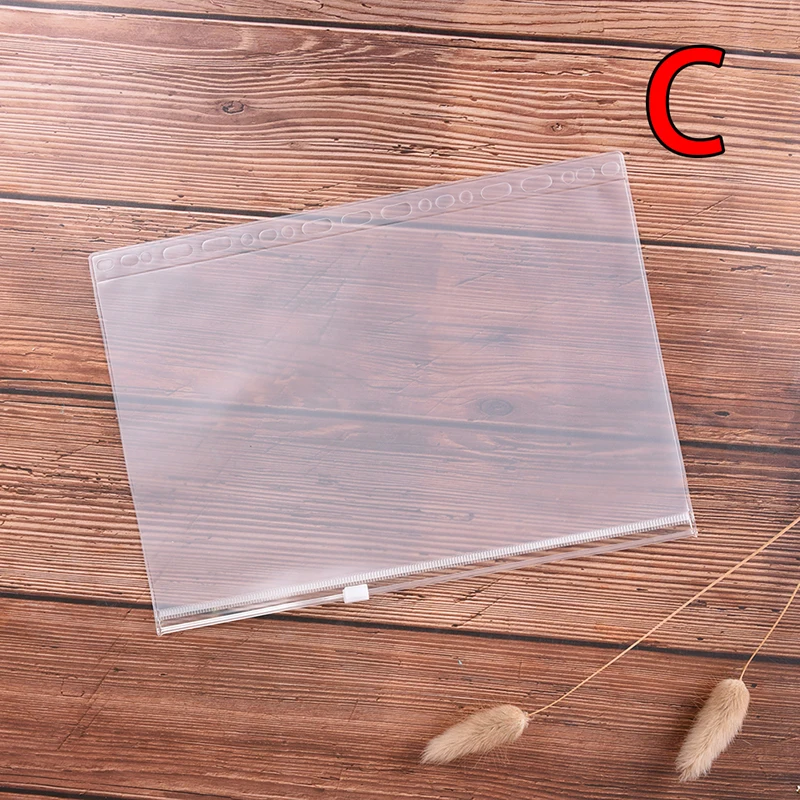 1pc A4 A5 A6 A7 B5 File Holders Standard 6 Holes Transparent PVC Loose Leaf Pouch with Self-Styled Zipper Filing Product Binder images - 6