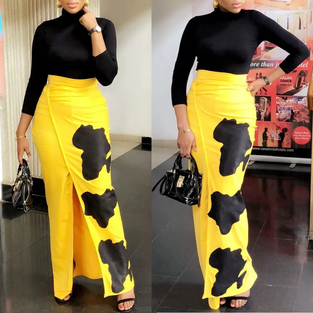 2019 модная африканская Женская юбка летние юбки цифровая печать длина до пола