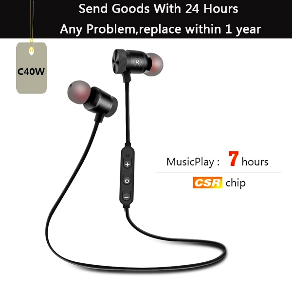 C40W-7H C40W/BC10 Bluetooth наушники беспроводные наушники стерео гарнитура спортивные наушники Bluetooth наушники HiFI бас Hands-free с микрофоном - Цвет: C40W-7H