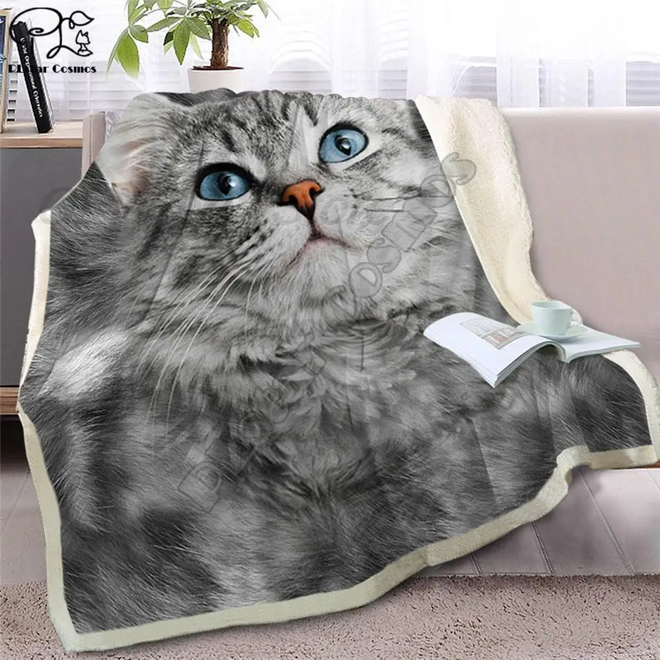 

Серые Katze Decke на креплении Бетта 3D яруса Sherpa Decke Домашние животные сиамские белые одеяла