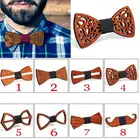 Деревянный галстук-бабочка для мужчин унисекс вырезанный Ретро деревянный шейный регулируемый ремень винтажный