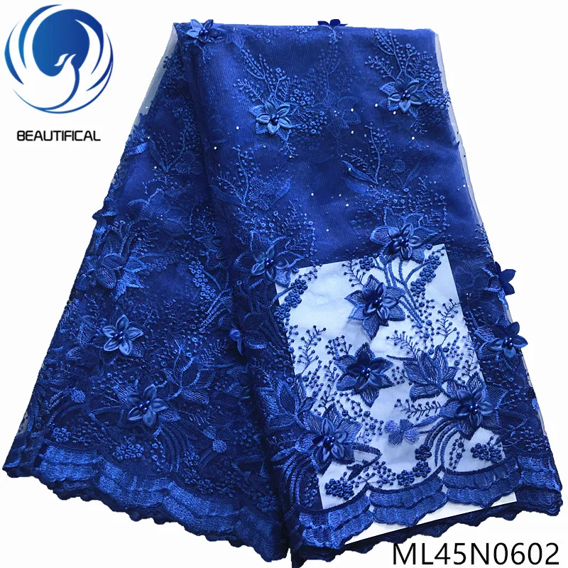 ML45N0602 Красивое 3d цветочное Тюлевое кружево 5 ярдов французское полиэфирное кружево швейная ткань Африканское 3d кружево ML45N06 - Цвет: ML45N0602
