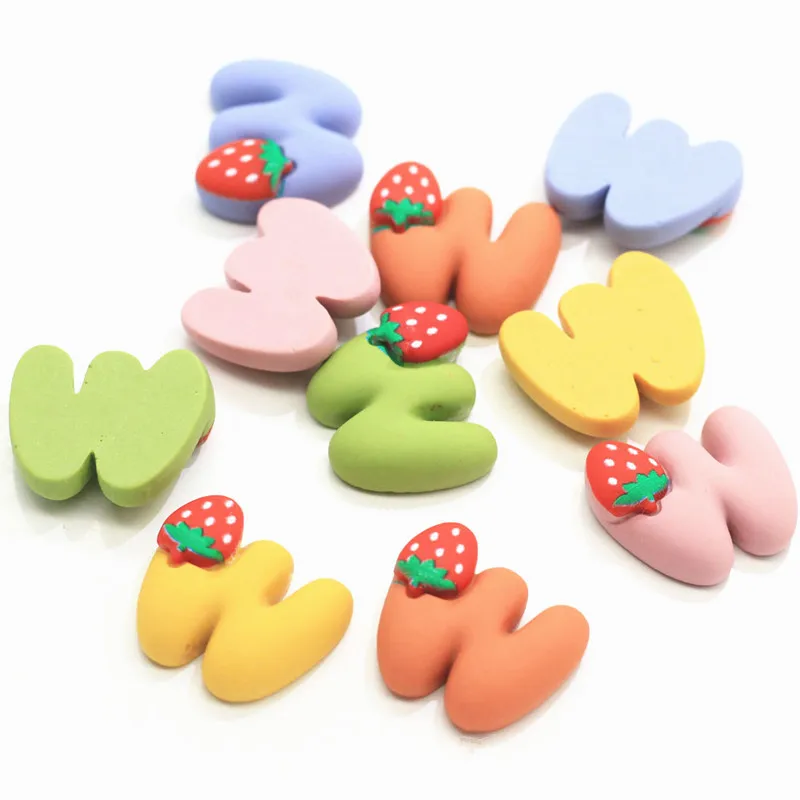 10 шт./лот каваи клубника буквы м Flatback Смола кабошон плоская задняя Скрапбукинг