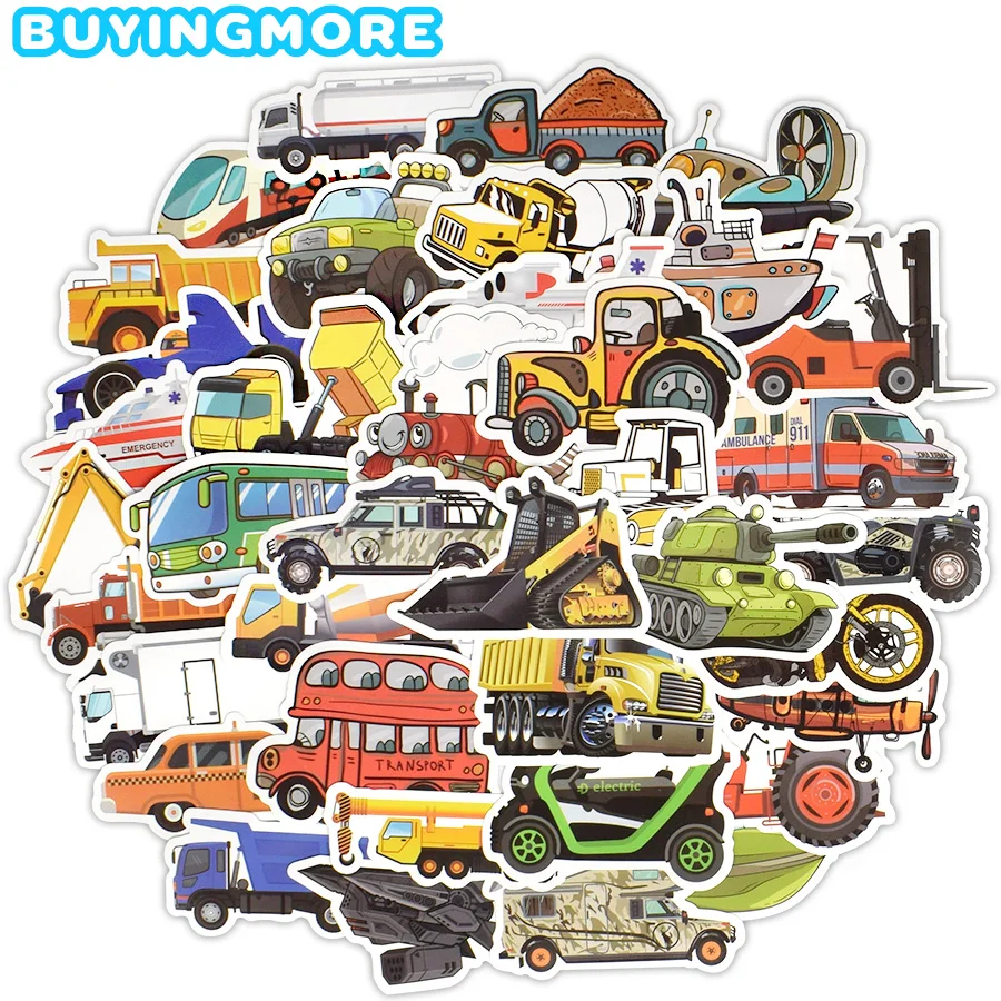 

50 PCS Cartoon Car Boys Stickers for Kids Cool Funny Waterproof Vinyl Stationery Diary Stickers DIY Scrapbook Laptop Sticker
