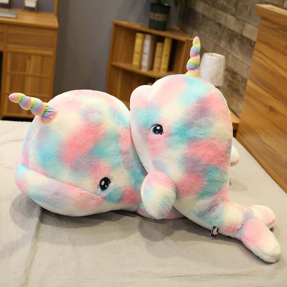 

70-110cm Colorful Cute Unicorn Whale Plush Toys Soft Stuffed Lovely Sea Animals Doll Fish Pillow for Kids Girls Birthday Gifts