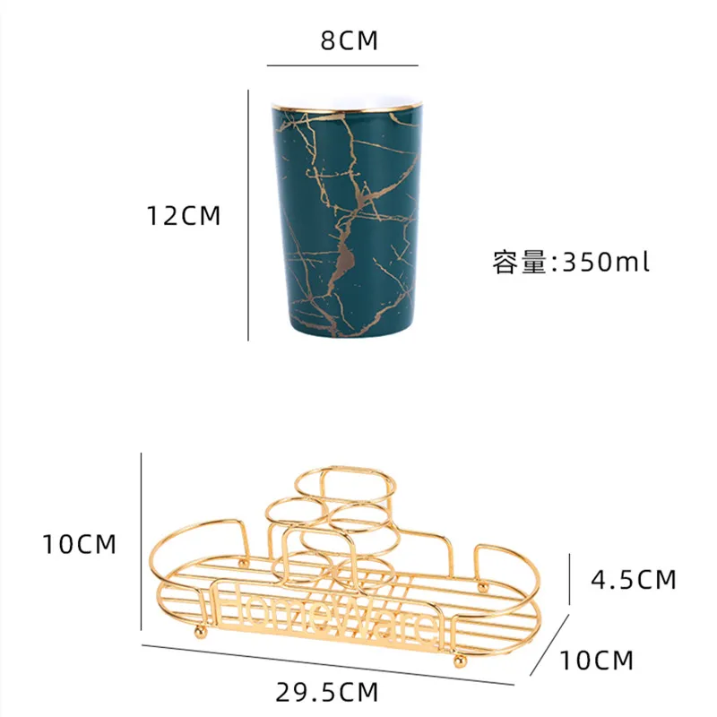 

Mouth Cup Set Bathroom Shelves Luxury Toothbrush Holder Sink Electric Toothbrush Storage Rack Ceramic Mouthwash Cup Organizer