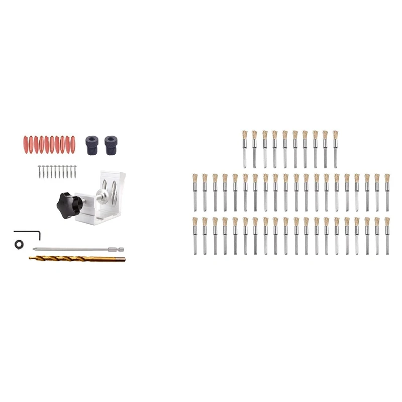 

1 Набор все в одном, набор карманных отверстий и 50 шт. латунных проволочных щеток диаметром 5 мм, полировальная щетка