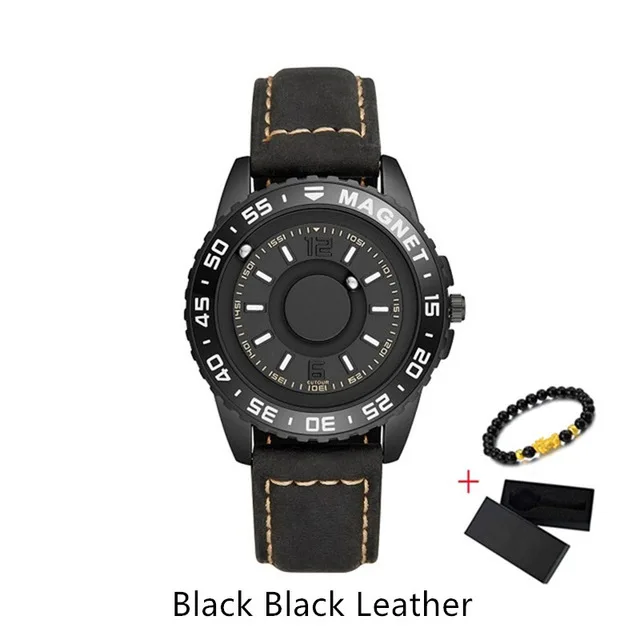 YZ Black BKleather EUTOUR, магнитные часы, мяч, шоу, мужские, водонепроницаемые, Роскошные, мужские, s, наручные часы, спортивные, нержавеющая сталь, Прямая поставка, кварцевые наручные часы - Цвет: YZ Black BKleather