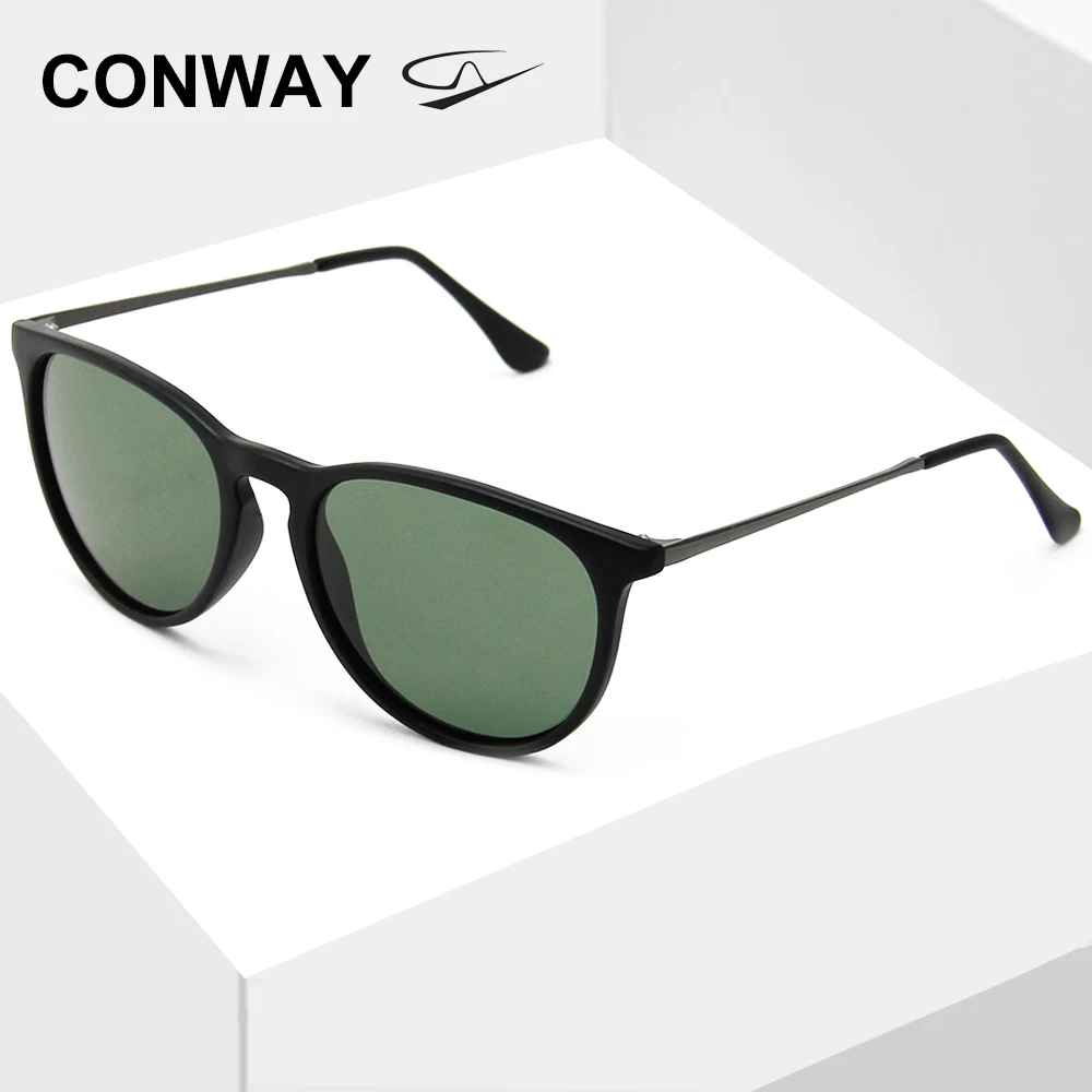 

Солнцезащитные очки CONWAY для мужчин и женщин, ультратонкие поляризационные круглые солнечные очки в стиле ретро, легкая пластиковая оправа, ...