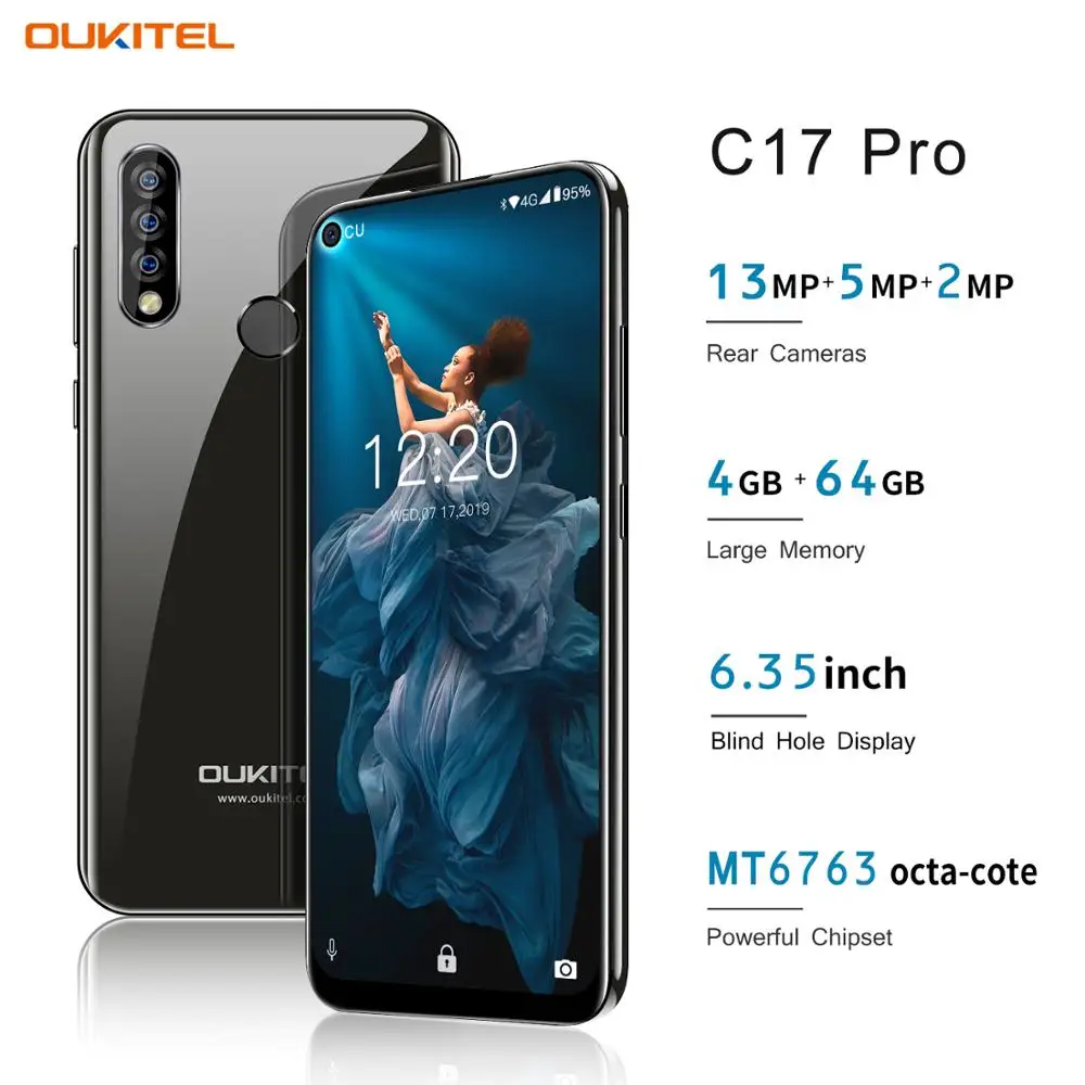 Оригинальный мобильный телефон OUKITEL C17 Pro 6 35 дюйма 19:9 Android 9 0 Восьмиядерный MT6763 4 Гб