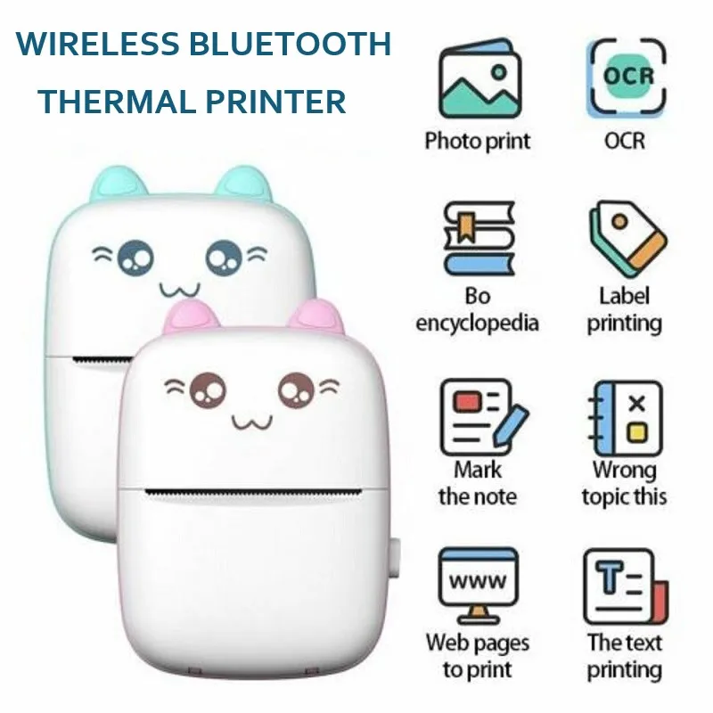 Карманный принтер портативная термопечатающая машина Bluetooth миниатюрная