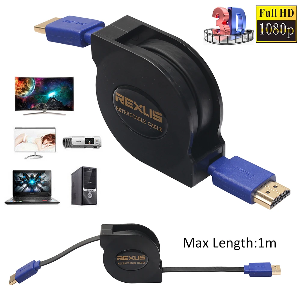 retractable pure copper hdmi cable version 1 4 hd support 1080p 3d 1m1 8m intelligent wearable accessories drop shipping free global shipping