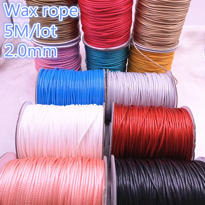 

5M Dia 2.0mm Waxed Cotton Cord Waxed Thread Cord String Strap Necklace Rope Bead For Jewelry Making DIY Bracelet