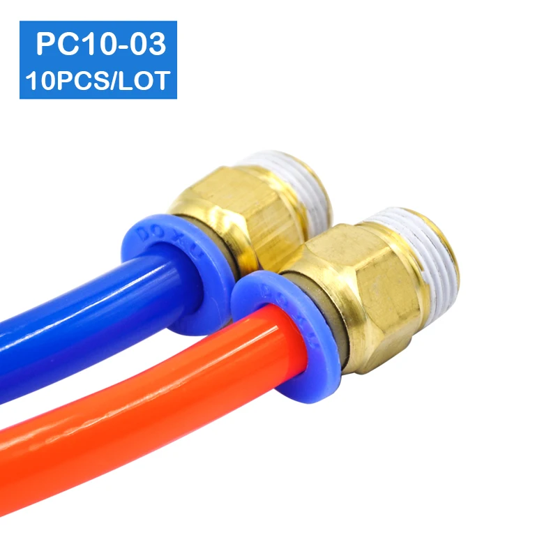 BSPT PC10-03, 10 шт 10 мм до 3/8 'пневматические соединители мужские прямые фитинги в одно касание