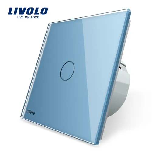 One Gang Touch Livolo Роскошный настенный сенсорный датчик переключатель, выключатель света, выключатель питания, Хрустальное стекло, розетка питания, многофункциональные розетки, бесплатный выбор - Цвет: One Gang Touch