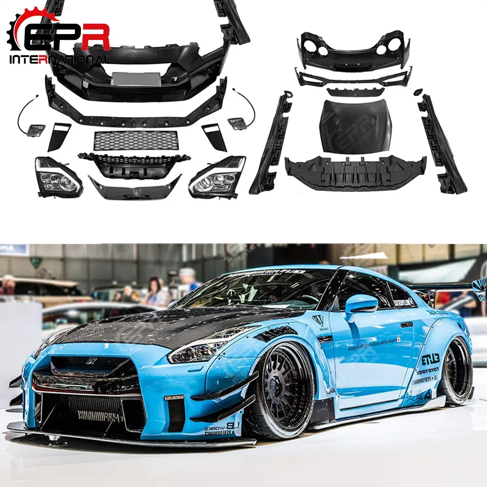

For Nissan Skyline GTR R35 Wide Body Kit GTR 2018 Tuning PP Full Body Set Parts Bumper Spoiler Grille GTR Lighting (2008-2016)