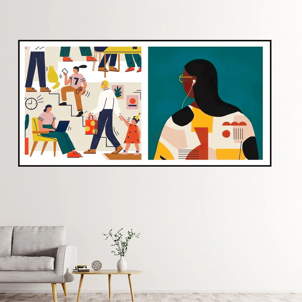 

Picture wall art Portrait illustration Canvas painting poster pictures Prints Wall decor painting girls Poster for living room