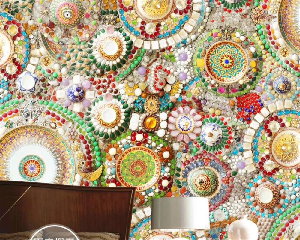 Индивидуальные обои 3d европейский стиль богемные нефритовые мозаичные фотообои