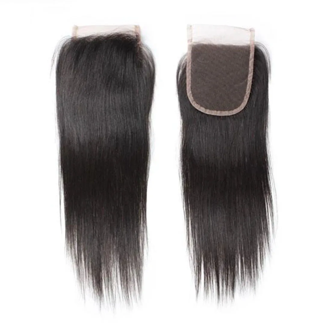 MEYA 20 22 24 Inch Straight Lace Closure Pre Plucked With Baby Hair Natural Hairline Brazilian Remy Human Hair 4x4 Closure Hair