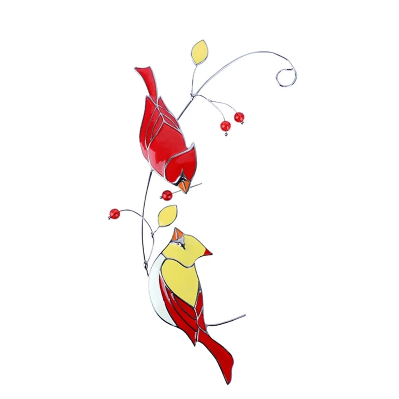 

Pair Cardinal Bird Stained Ornament Window Hangings Personality Red Bird Shaped Pendant for Home Window Hanging Ornament Home Pa