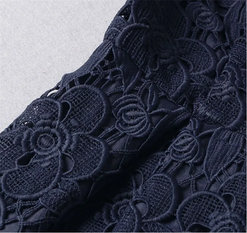 Slash Robe Neck Femme Dark Blue Women Summer 2020 Short Sleeve Elegant Dress Lace Slim Woman Dresses Large Sizes FYY562 | Женская одежда