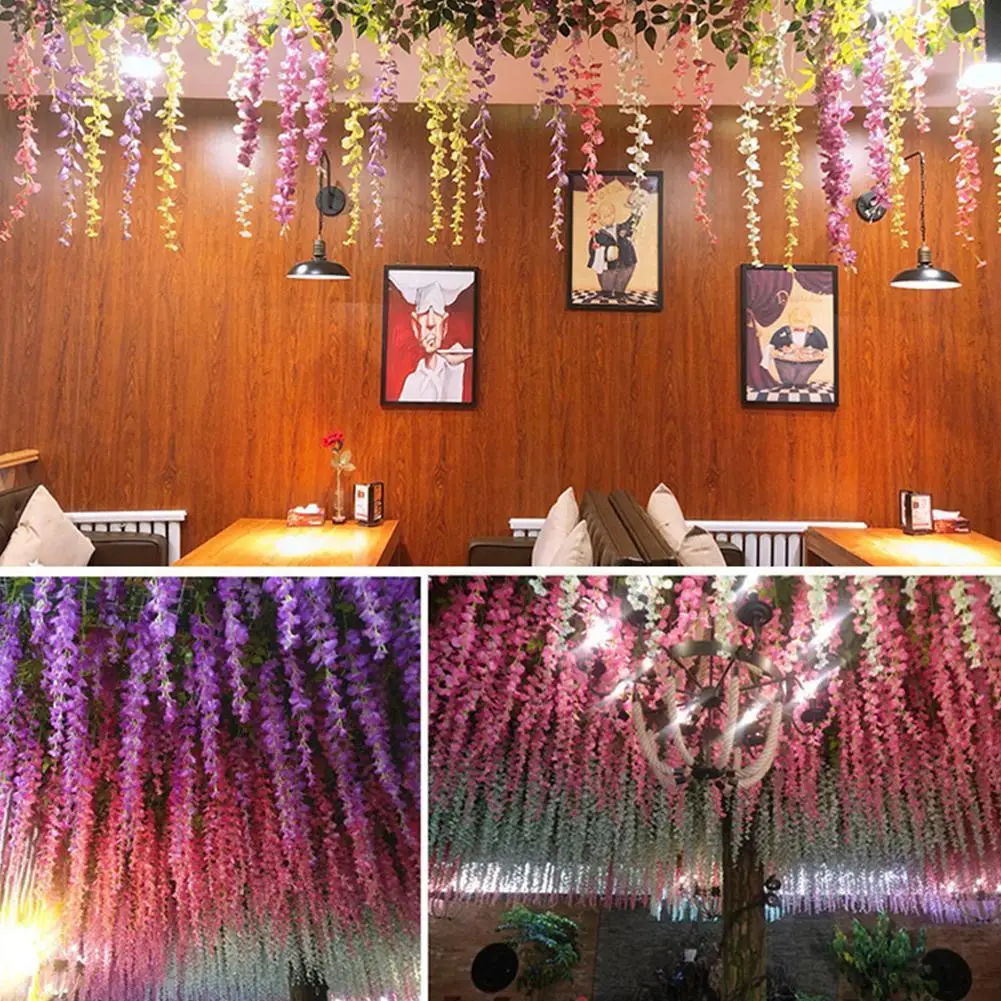 

12Pcs 110Cm Wisteria Artificial Flower Wreath Hanging On The Wedding Garden Outdoor Greening Diy Party Home Garden Decoration