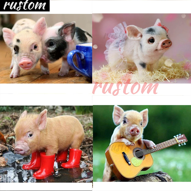 

Rustom rhinestone art diamond embroidery animal picture pig craft kit living room decoration gift 5D DIY full square diamond pai