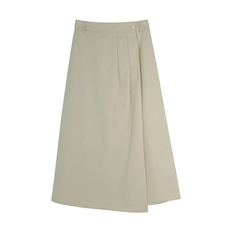 

Korean Style Chic A Line Skirts Simple Temperament All Match Mujer Faldas Solid Elegant High Waist Loose Summer Women Skirts