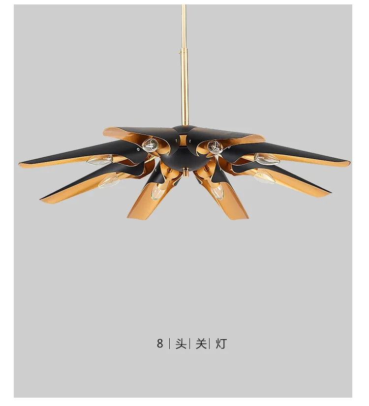 

Post-modern metal diagonal aluminum tube creative 5 chandeliers American industrial style living room villa dining room study