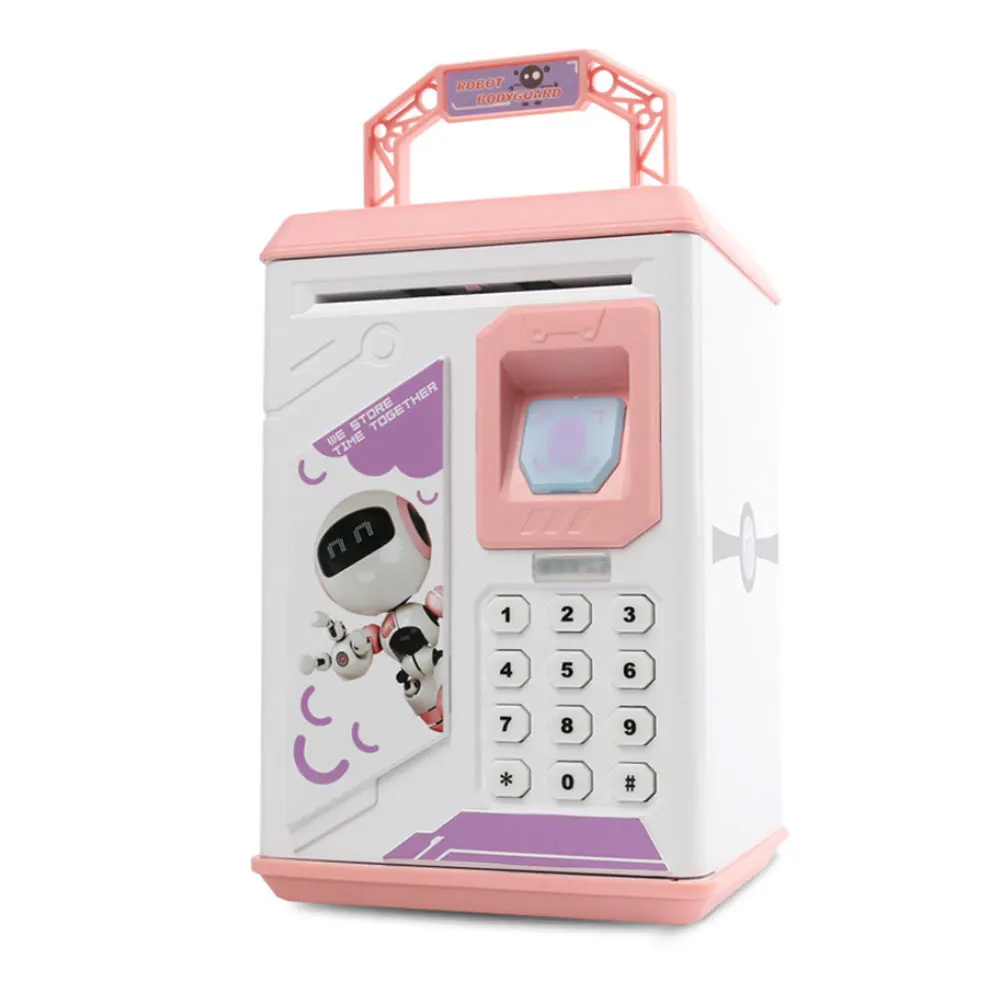 Pink Piggy игрушечный банк для безопасности детей ATM Копилка экономия денег поле музыка денежный ящик Электронная Копилка Бумага деньги монета банка для подарка - Цвет: Pink