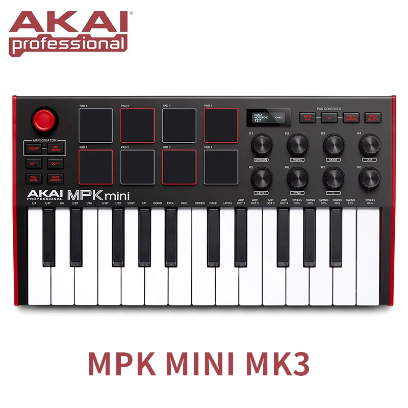 Профессиональный Ультрапортативный USB MIDI барабан Akai MPK Mini MK3 25 клавиш и контроллер