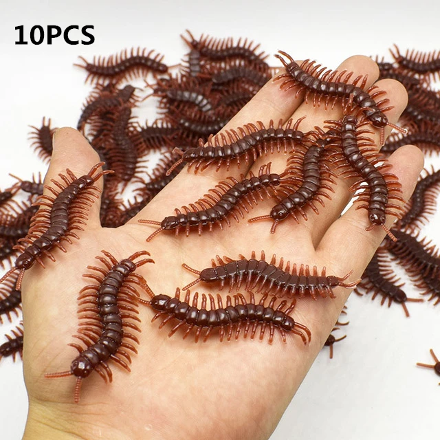 10pcs Centipedes 10 шт. Забавные игрушки поддельные Тараканы Мухи сороконожка Хэллоуин украшения шутка шалость производитель забавная Новинка имитация ложный таракан игрушка - Цвет: 10pcs Centipedes