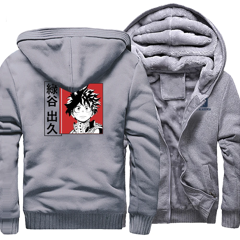 

Мужская толстовка с капюшоном My Hero Академия в стиле аниме Харадзюку, куртки-бомберы, зимняя уличная одежда, мужская куртка на молнии в стиле ...