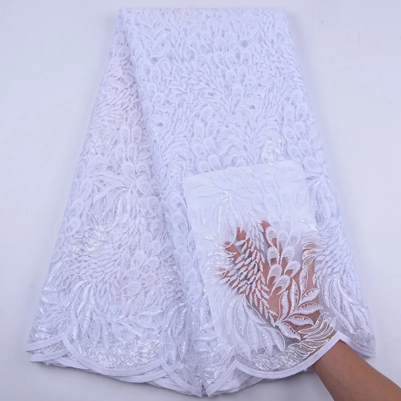 

Pure White African Lace Fabric 2020 High Quality Lace Nigerian Tulle Lace Fabric Bride Embroidery French Net Lace Fabric S1905