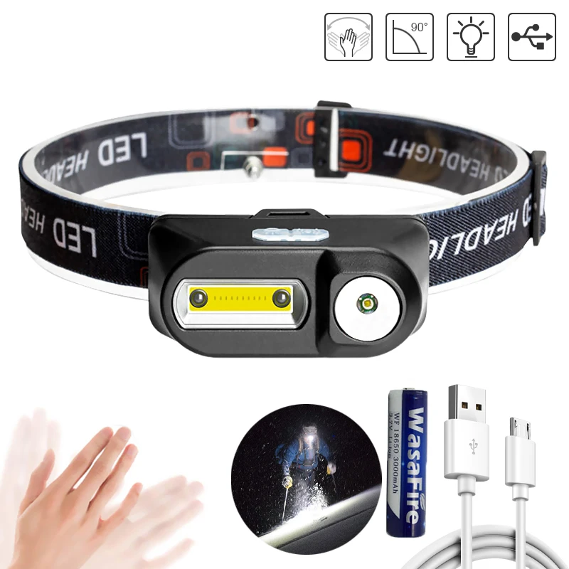 

Bicycle Lantern COB Induction Headlamp XPG Led Sensor Headlight 6 Mode 18650 Battery Camping Hiking Night Fishing Head Torch