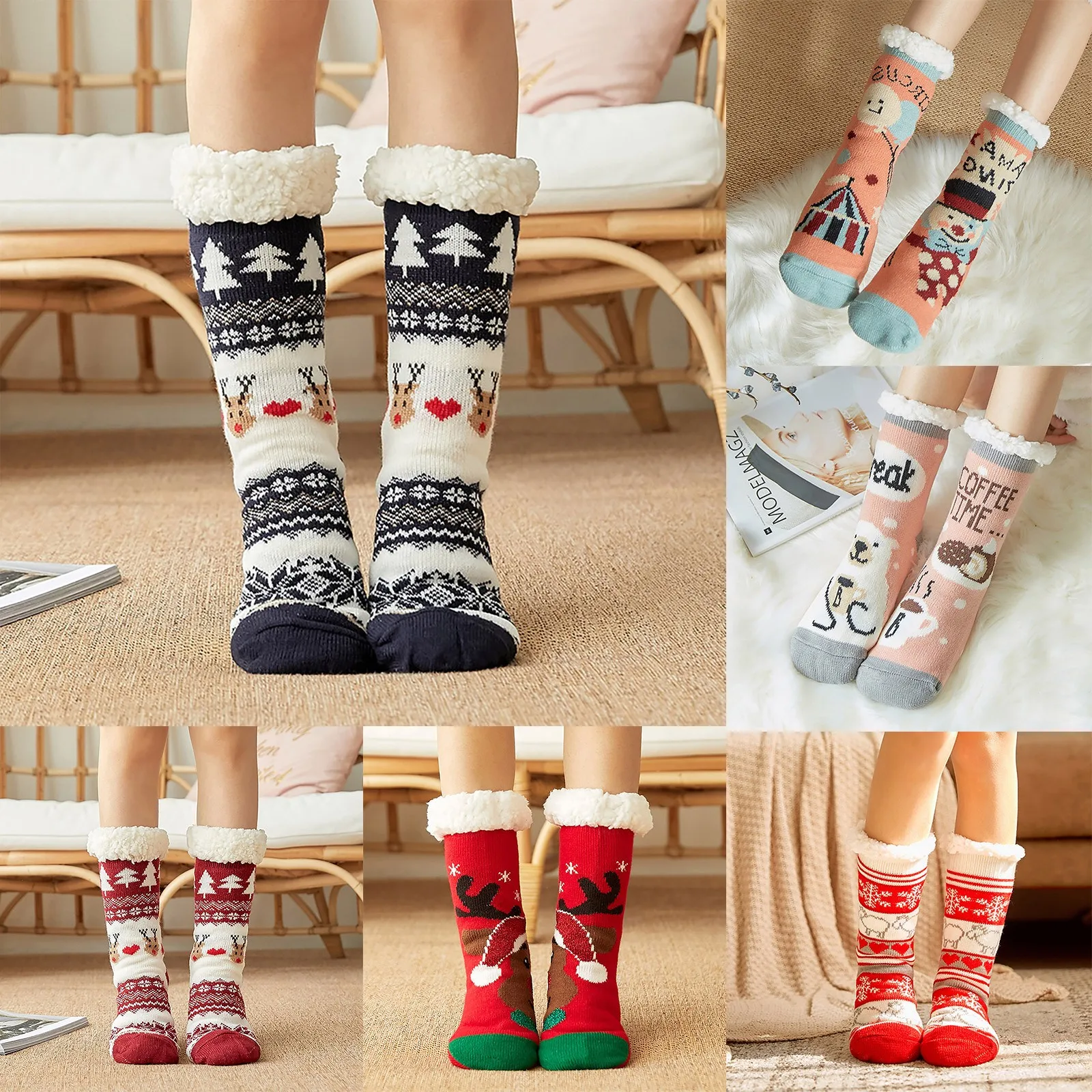

Women Girls Christmas Socks Soft Plush Fluffy Socks Thicken Warm Socks Female Winter Fur Fleece Lined Slipper Socks female
