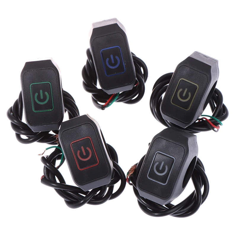 22mm 7/8'' Motorcycle Handlebar Switch Momentry Buttton For Electric Star Kill Waterproof Control Button with LED light |