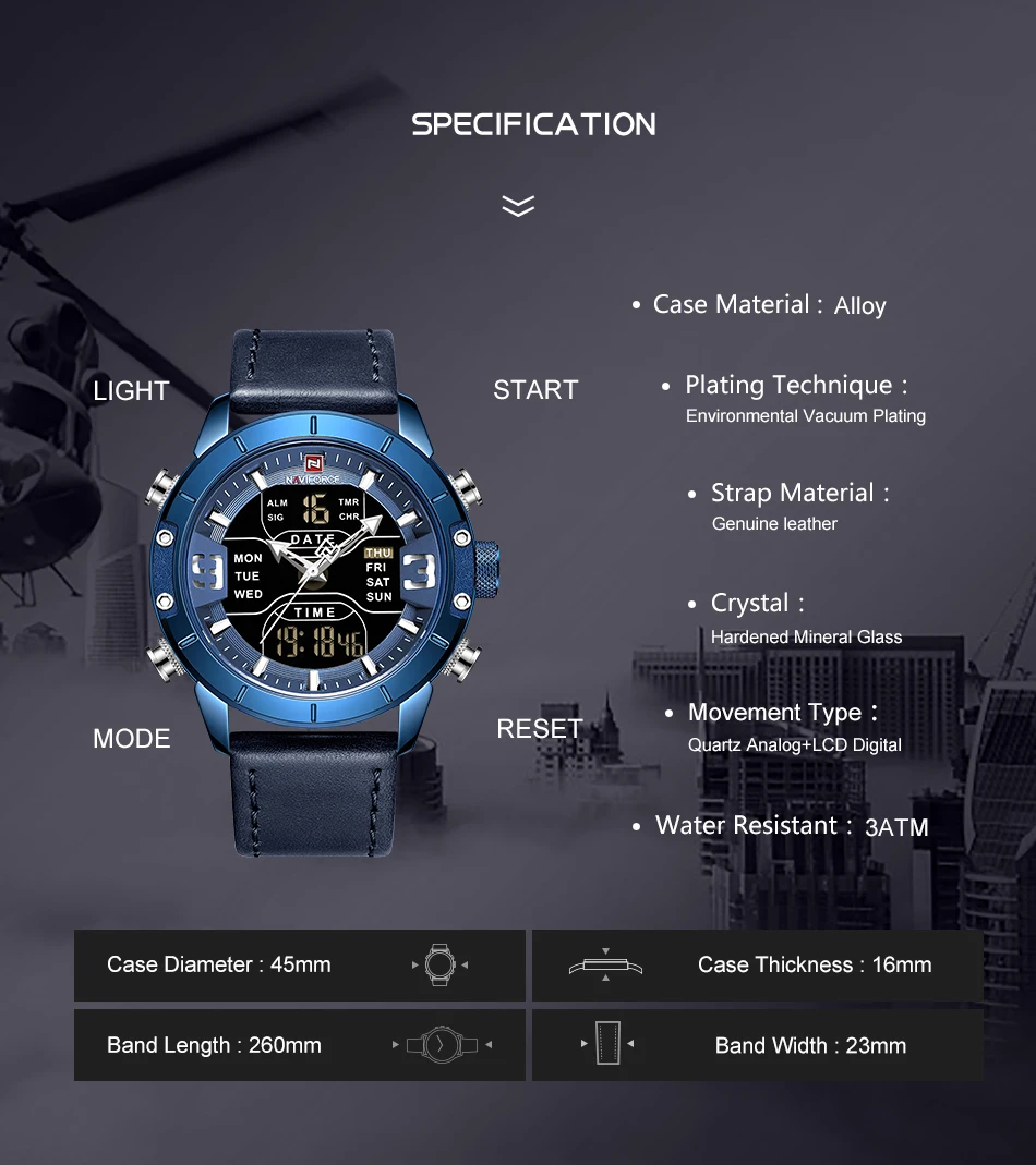 NAVIFORCE классические мужские часы лучший бренд класса люкс кварцевые светодиодный цифровые часы с сетчатым ремешком военные спортивные наручные часы Relogio Masculino
