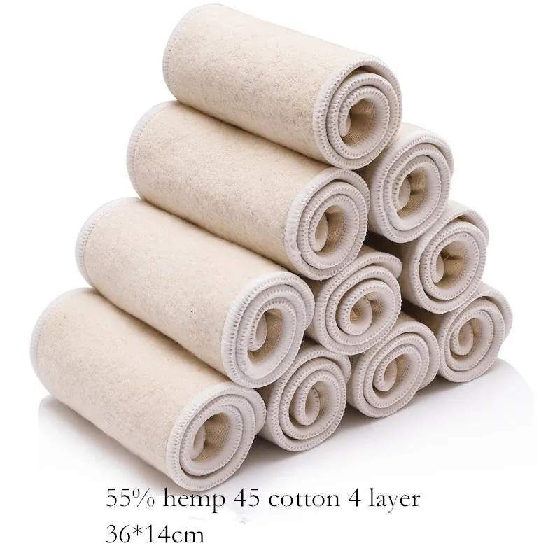 2021 hot sale!4 Layer(2+2)  Organic  Hemp Cotton Insert for baby Cloth Diaper nappy, 55% hemp, 45% orgac 50pcs/lot