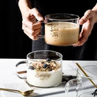 Стеклянная кружка с креативными буквами, большой Молочный Сок с ручкой, прозрачная кружка, десерт, овсянка, чашка для завтрака 500 мл