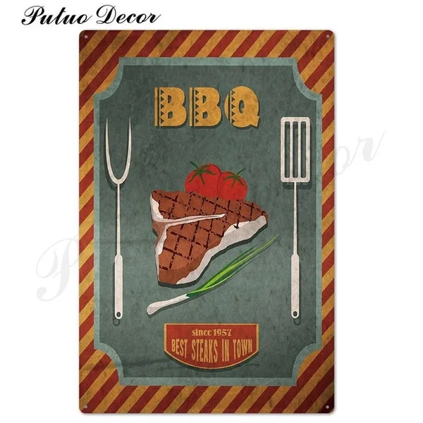 

DAD'S BBQ Sign Metal Tin Sign Plaque Metal Wall Decor for Barbecue Bar Pub Kitchen Party Zone Vintage Metal Signs Iron Painting