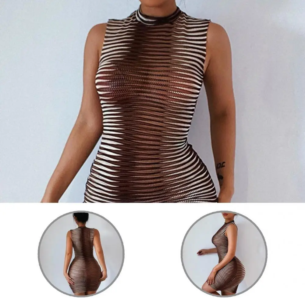 

Dress Sexy Hollow Out Sleeveless Bodycon Dress Women Bodycon Dress Skinny for Home