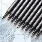 10 шт.компл. пигментный лайнер Micron, чернильный маркер, ручка 0,05 0,1 0,2 0,3 0,4 0,5, наконечник кисти, черный тонкий лайнер для набросков манга, обучения рисованию