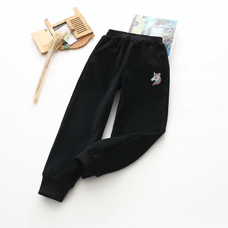 Новинка Осень/Зима 2021 модели для детей тяжелые хлопковые брюки с вышивкой пони