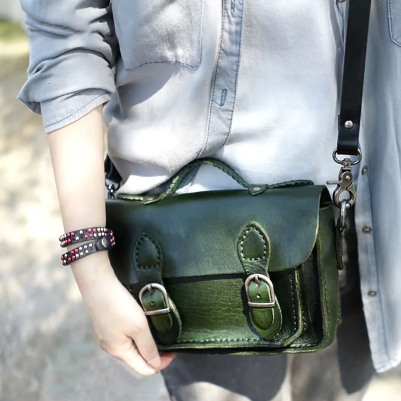 Женская кожаная сумка мессенджер EUMOAN маленькая Портативная через плечо в ретро