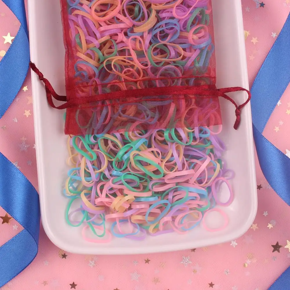 2019 New TPU material girls elastic hair bands ponytail neon pink rubber accessories for kids 600pcs/lot | Детская одежда и обувь