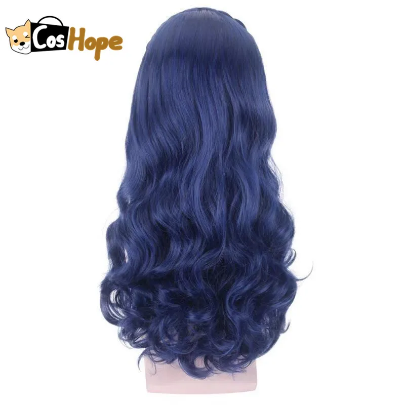 Парик для косплея Эви тёмно синий длинный кудрявый термостойкий синтетический