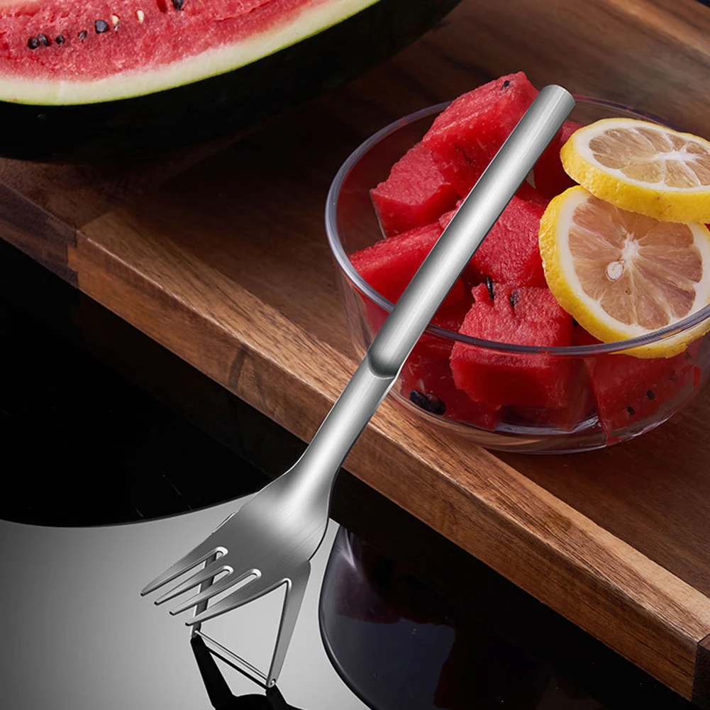 

Watermelon Slicer Cutter 2 In 1 Fork Stainless Steel Watermelon Knife Kitchen Gadget Melon Fruits Cutting Tool